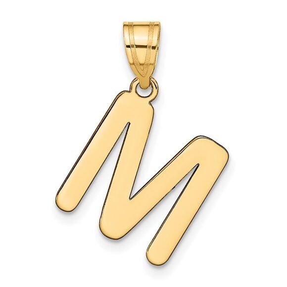 Kazi Luxury 14k Yellow Gold Polished Bubble Letter M Initial Pendant
